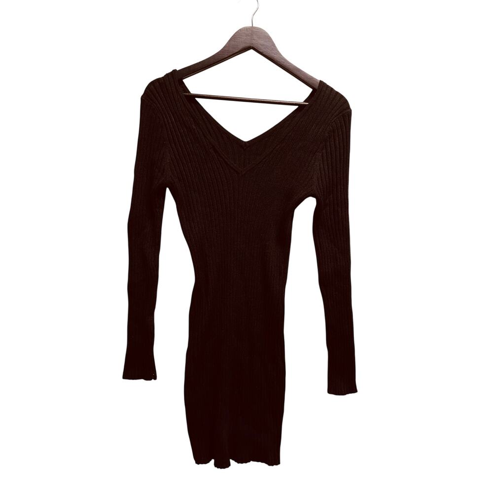 American Diva Long Sleeve Women's Fitted Black Dress Size Large New